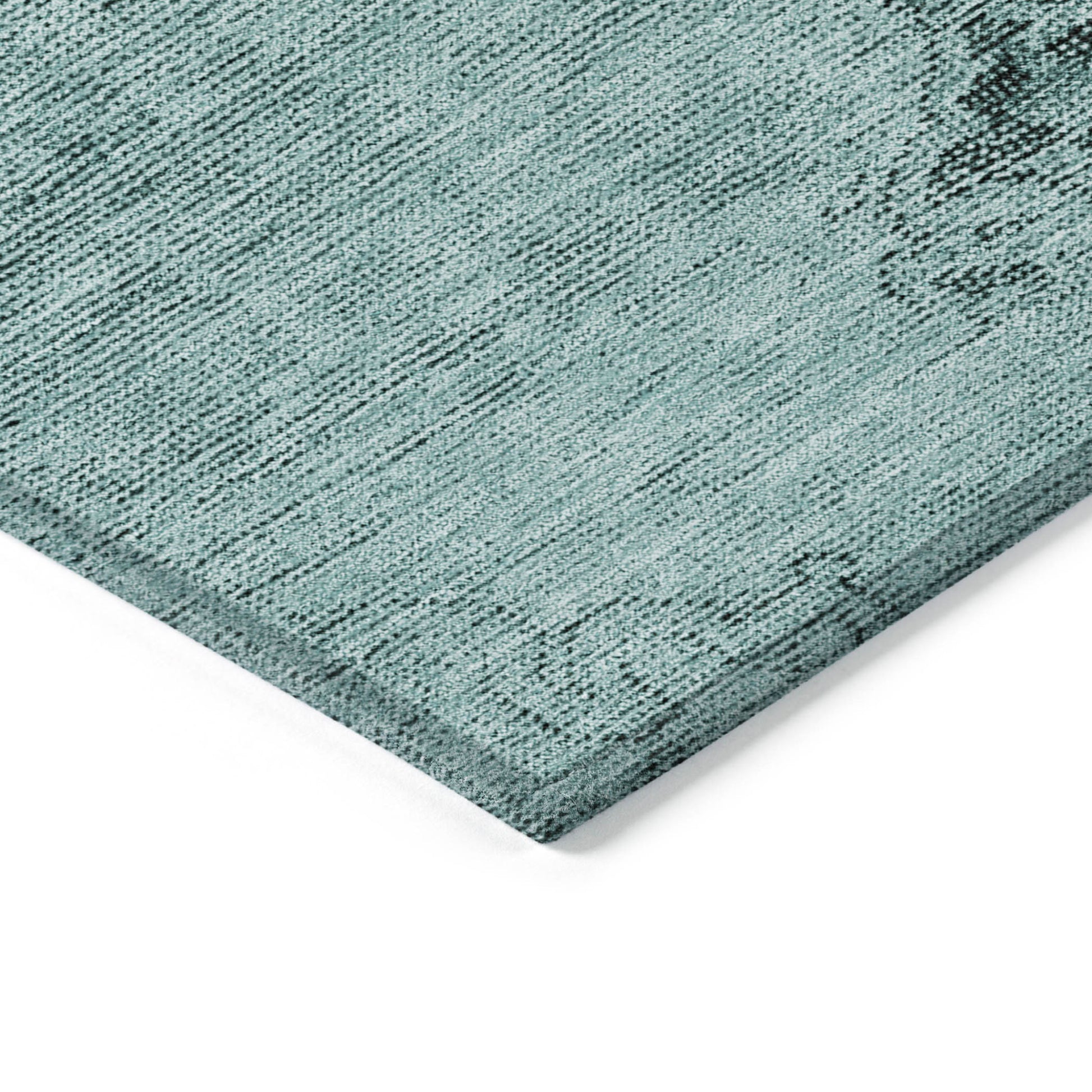 10' X 14' Teal Blue Turquoise And Charcoal Oriental Washable Indoor Outdoor Area Rug-3